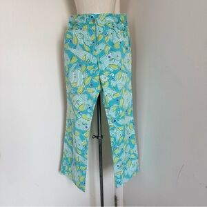Lilly Pulitzer Blue Green Printed Cropped Pants